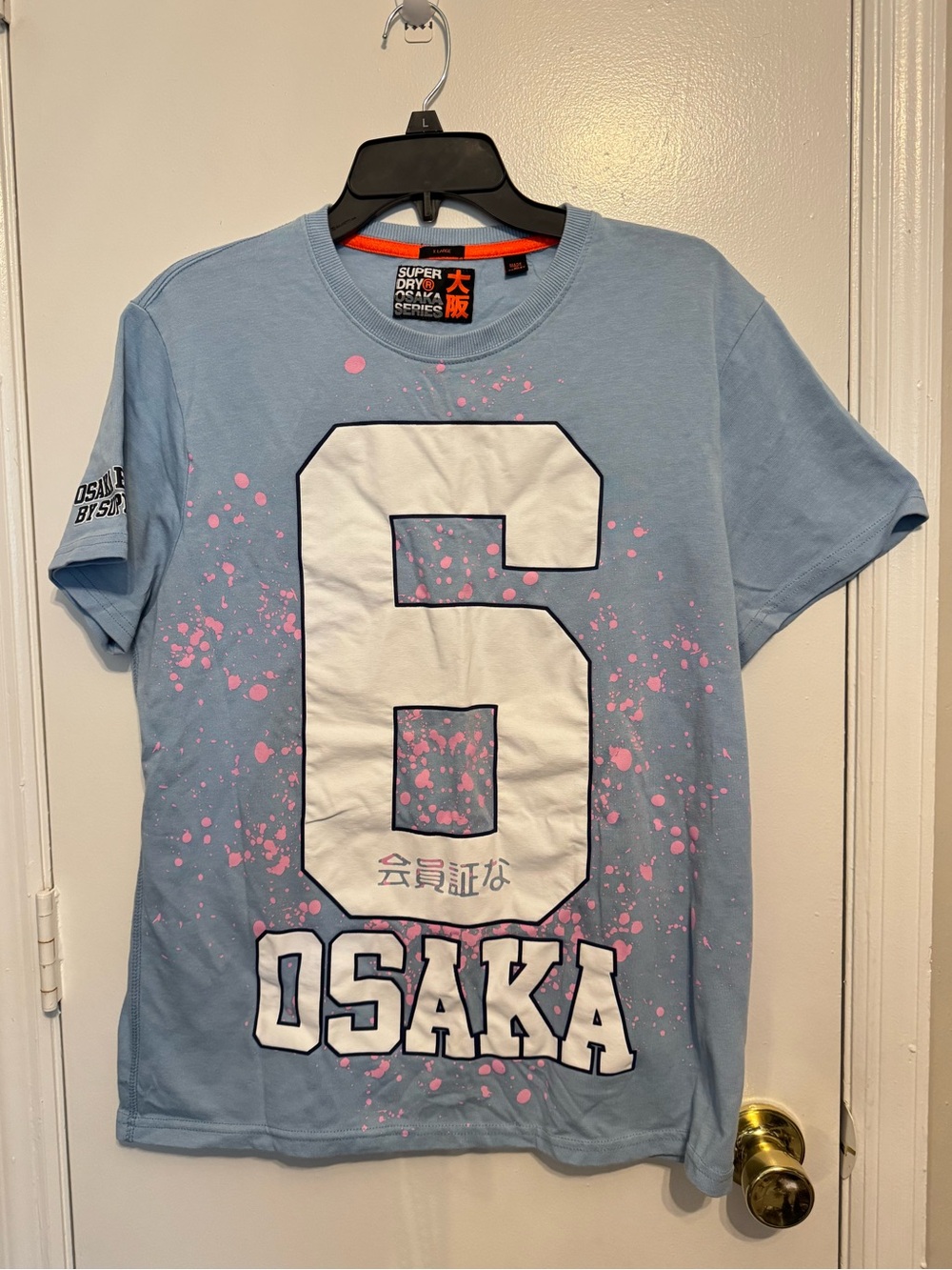 SUPER DRY Men's Blue Osaka 6 Graphic  T-Shirt SZ XLarge